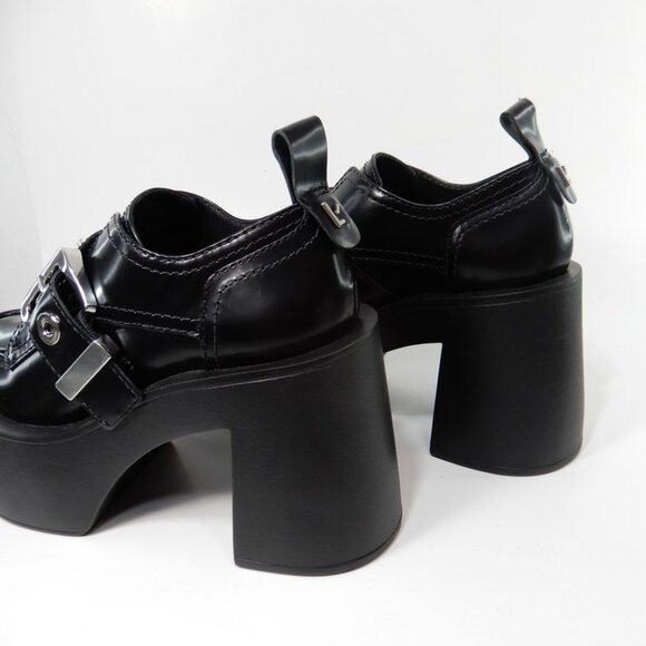 LARROUDE Stewart Platform Oxford Heels Size 8 Black Leather Chunky NEW $375 - Picture 12 of 16